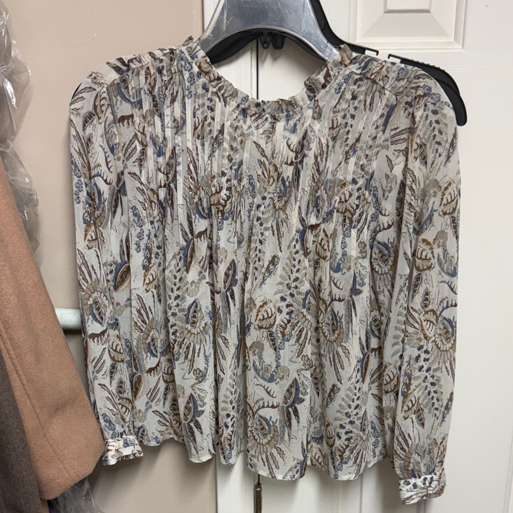 Treasure & Bond Floral Blouse in Blue and Brown